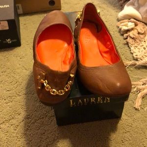 Brown leather Ralph Lauren ballet flats